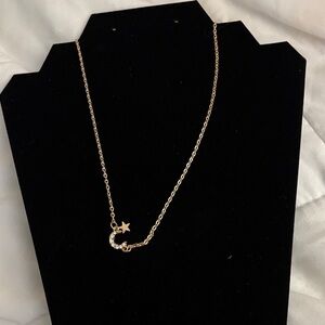 Gold Moon and Star Pendant Necklace